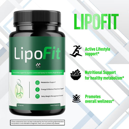 Lipo Fit Capsules, Official Lipo Fit Pills with All Natural Ingredients, Advanced Overall Health and Wellness Vitamin Supplement Formula for Maximum Strength Multivitamin Support (60 Capsules) - dailyvitalstore