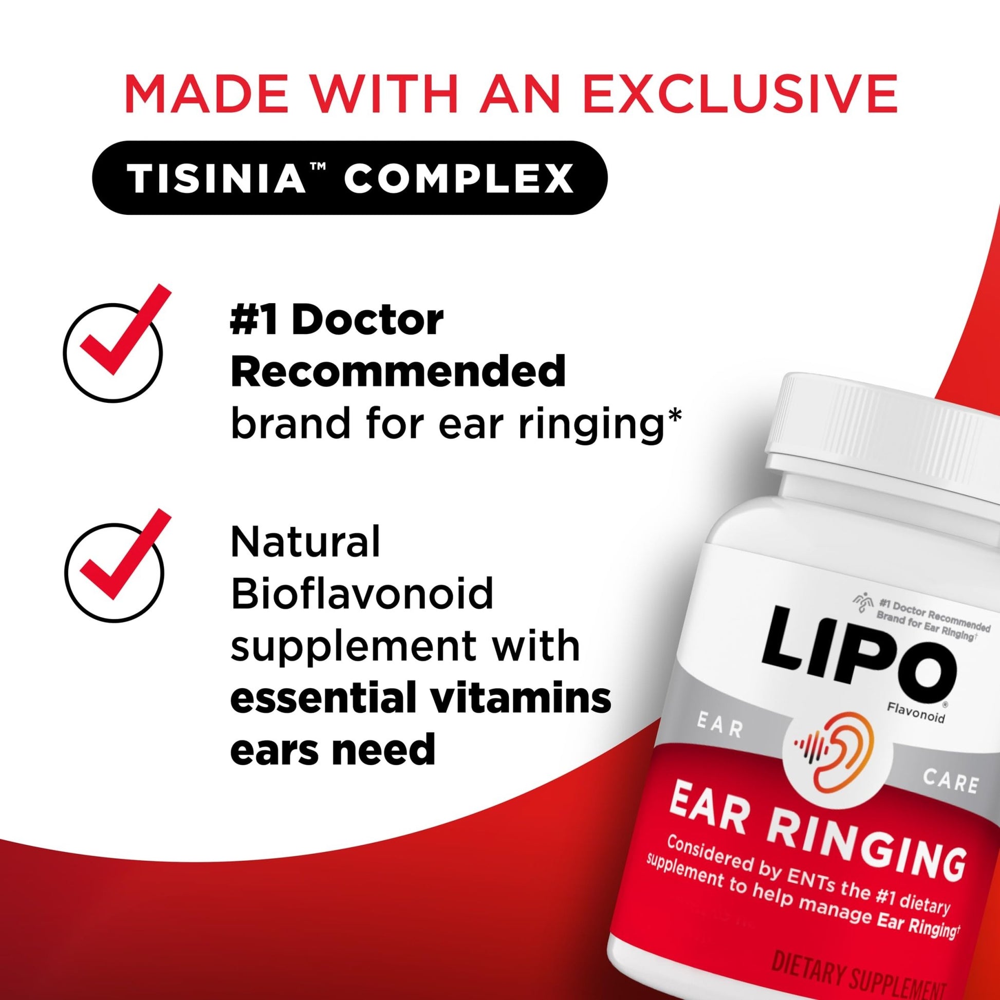Lipo Flavonoid Ear Ringing - Doctor-Recommended for Ringing Ears – Clinically Proven Lemon Bioflavonoid Complex with Vitamins C, B1, B2, B6, B12, - dailyvitalstore