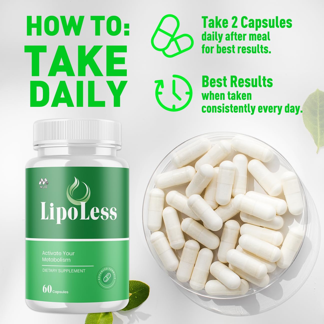 LipoLess Capsules, Official Lipo Less Supplement Pills with All Natural Ingredients, Advanced Formula for Optimal Health & Wellness Support with Premium Vitamins for Active Women & Men (60 Capsules) - dailyvitalstore