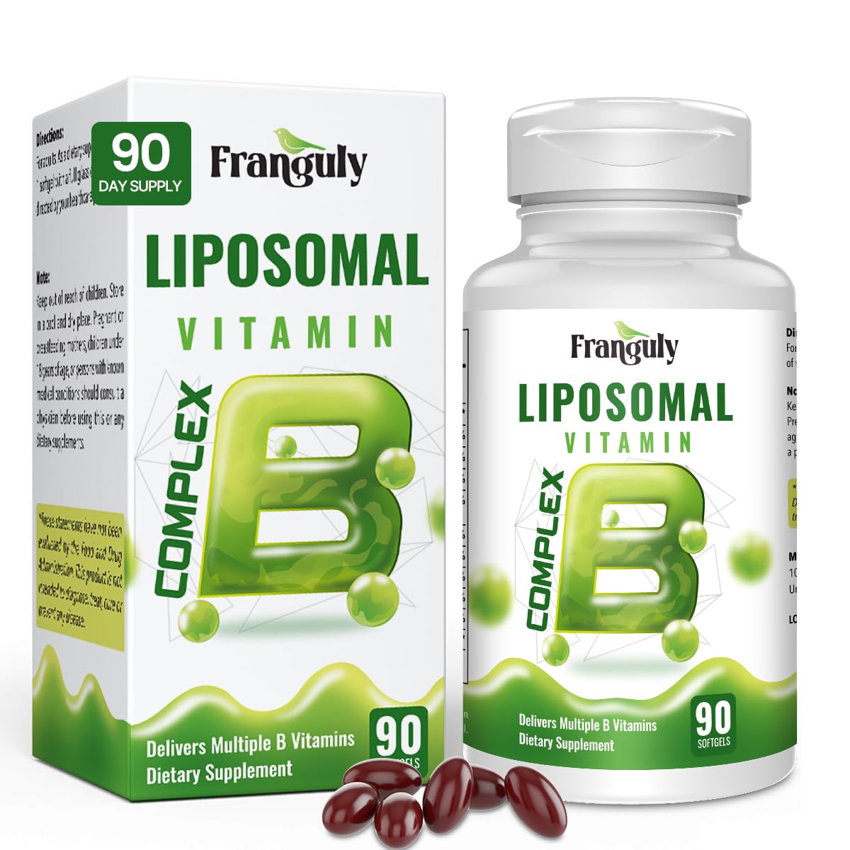 Liposomal B Complex for High Absorption Methylated B12,L-Methyfolate(5-MTHF ),Full Active B Vitamins with Choline Inositol-Energy, Metabolism,Brain & Heart Support - dailyvitalstore