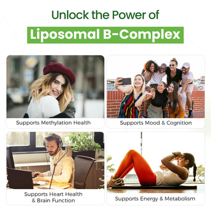 Liposomal B Complex for High Absorption Methylated B12,L-Methyfolate(5-MTHF ),Full Active B Vitamins with Choline Inositol-Energy, Metabolism,Brain & Heart Support - dailyvitalstore
