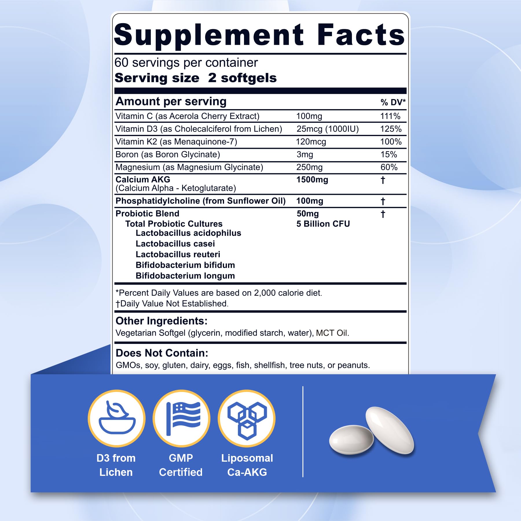 Liposomal Calcium AKG Supplement 1500mg with Vitamin D3 & K2 Softgels for Women & Men│ High Absorption│Calcium Supplements with Magnesium Glycinate - dailyvitalstore
