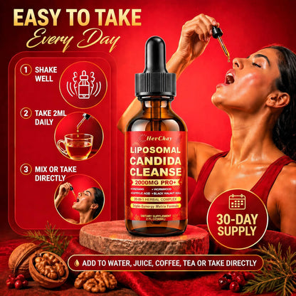 Liposomal Candida Cleanse Drops 2000mg - 20-in-1 Candida Detox for Women & Men with Caprylic Acid, Oregano, Black Walnut & Wormwood – Yeast Detox, Gut & Colon Support, - dailyvitalstore