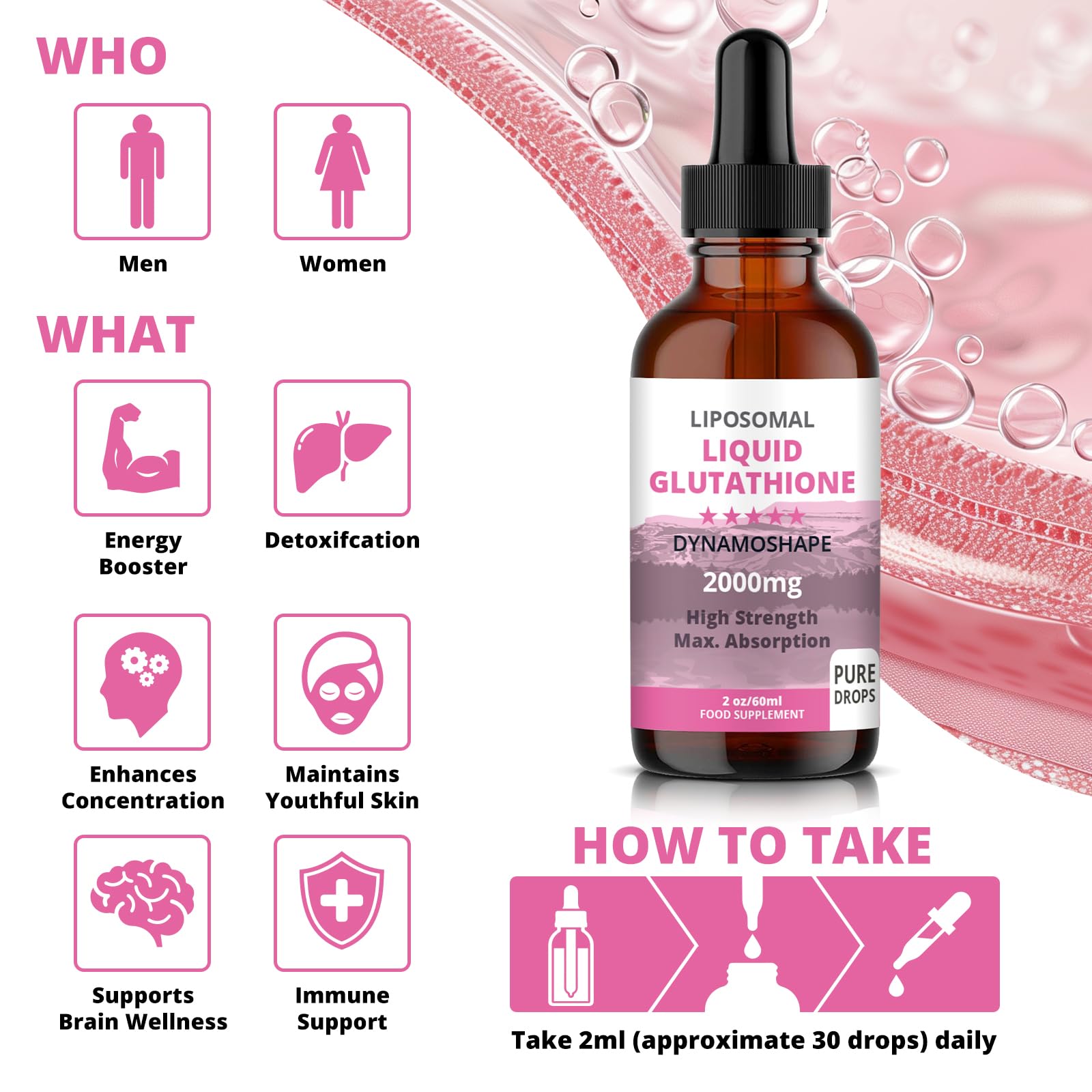 Liposomal Glutathione 2000mg with Vitamin C, Oral Glutathione Liquid, Antioxidant Supplement for Detox, Superior Absorption, Higher Dosage (Pack of 1) - dailyvitalstore