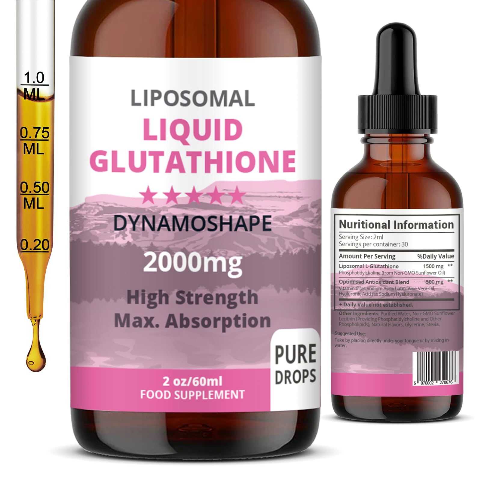 Liposomal Glutathione 2000mg with Vitamin C, Oral Glutathione Liquid, Antioxidant Supplement for Detox, Superior Absorption, Higher Dosage (Pack of 1) - dailyvitalstore