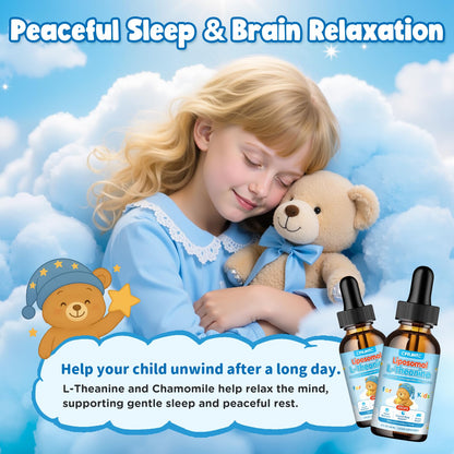 Liposomal L-Theanine Drops for Kids & Adults – Liquid L-Theanine Supplement with Magnesium Glycinate, Ashwagandha, Chamomile, Vitamin B6 & D3 – Supports Calm, Focus & Restful Sleep – Strawberry Flavor - dailyvitalstore