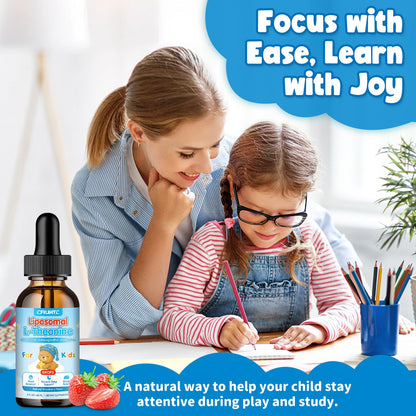 Liposomal L-Theanine Drops for Kids & Adults – Liquid L-Theanine Supplement with Magnesium Glycinate, Ashwagandha, Chamomile, Vitamin B6 & D3 – Supports Calm, Focus & Restful Sleep – Strawberry Flavor - dailyvitalstore