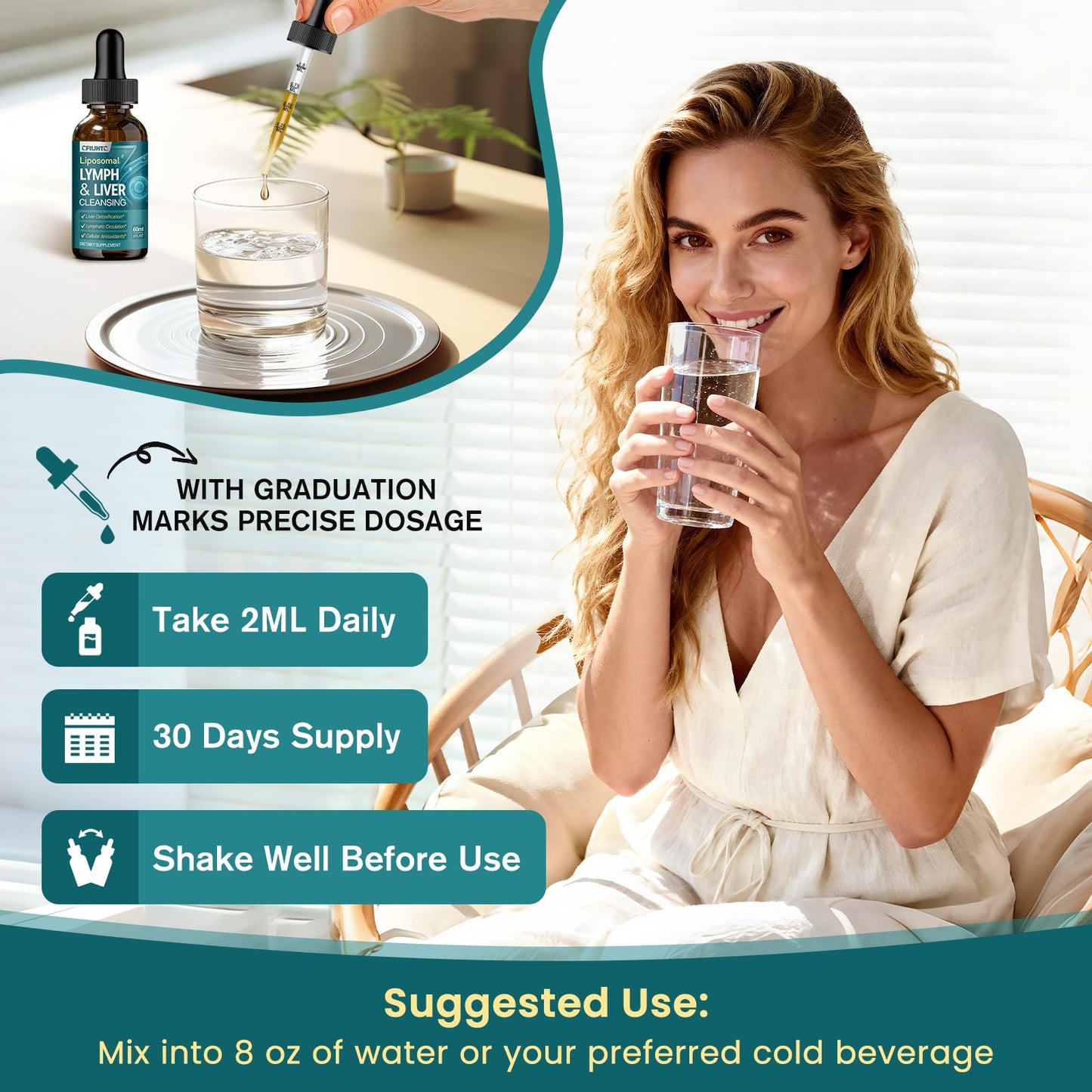 Liposomal Lymphatic Drainage Drops - 21 in 1 Liver Cleanse Detox & Repair with Milk Thistle, Echinacea, Burdock Root, Liposomal Glutathione, Vitamin Complex ''Lymph-Liver'' Gut & Metabolic Health - dailyvitalstore