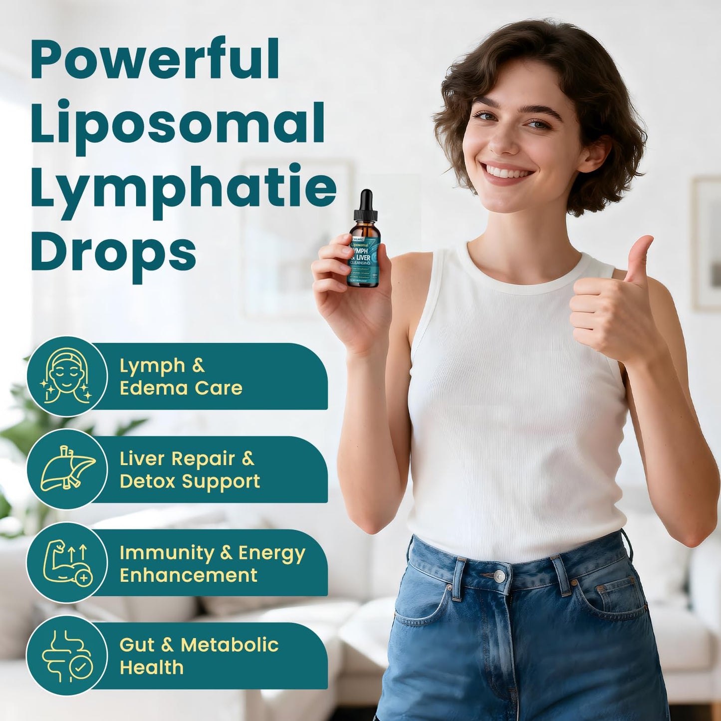 Liposomal Lymphatic Drainage Drops - 21 in 1 Liver Cleanse Detox & Repair with Milk Thistle, Echinacea, Burdock Root, Liposomal Glutathione, Vitamin Complex ''Lymph-Liver'' Gut & Metabolic Health - dailyvitalstore