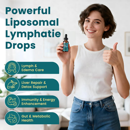 Liposomal Lymphatic Drainage Drops - 21 in 1 Liver Cleanse Detox & Repair with Milk Thistle, Echinacea, Burdock Root, Liposomal Glutathione, Vitamin Complex ''Lymph-Liver'' Gut & Metabolic Health - dailyvitalstore