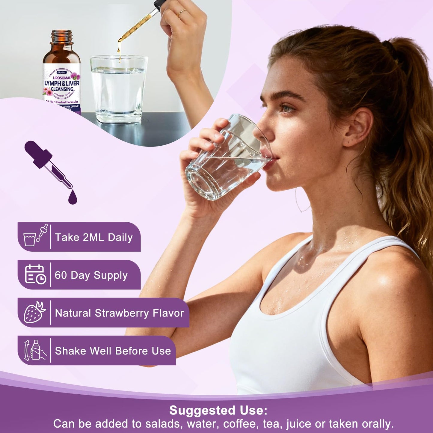 Liposomal Lymphatic Drainage Drops, 26 in 1 Liver Cleanse Detox & Repair with Milk Thistle, Echinacea, Glutathione, Vitamins, Lymph-Liver Cleanse, - dailyvitalstore