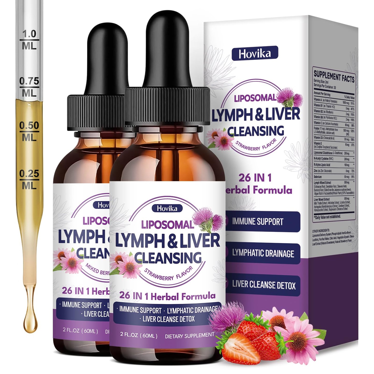 Liposomal Lymphatic Drainage Drops, 26 in 1 Liver Cleanse Detox & Repair with Milk Thistle, Echinacea, Glutathione, Vitamins, Lymph-Liver Cleanse, - dailyvitalstore