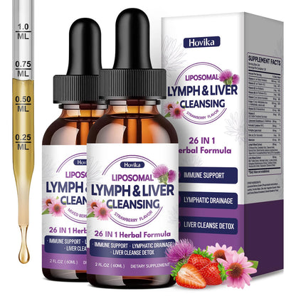 Liposomal Lymphatic Drainage Drops, 26 in 1 Liver Cleanse Detox & Repair with Milk Thistle, Echinacea, Glutathione, Vitamins, Lymph-Liver Cleanse, - dailyvitalstore