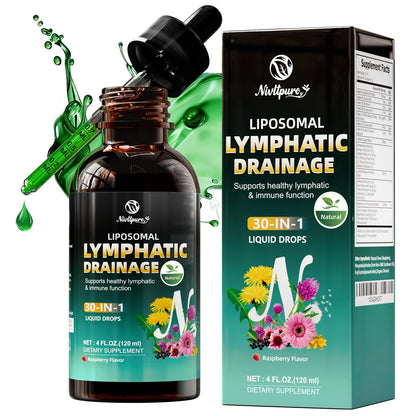 Liposomal Lymphatic Drainage Drops, 4 fl oz – 30-in-1 Lymphatic Drainage Supplements with 23 Herbs & 7 Vitamins – Supports Lymphatic System, Immune & Liver Health – Detox Support – 60-Day Supply - dailyvitalstore
