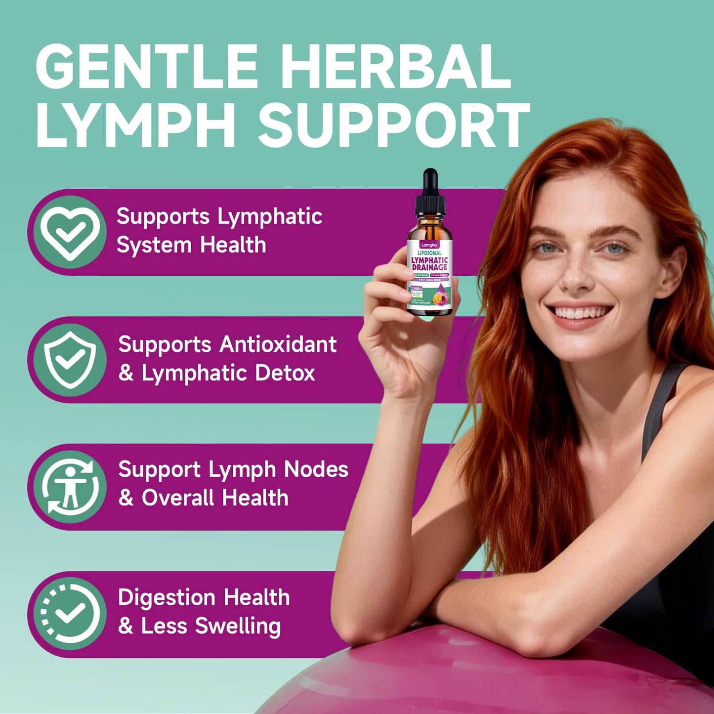 Liposomal Lymphatic Drainage Drops, 9-In-1 Lymphatic Drainage Supplements for Detox & Cleanse, with Echinacea, Dandelion, Elderberry, Burdock Root & Cleavers, Immune & Lymph System Support, 2 FL OZ - dailyvitalstore