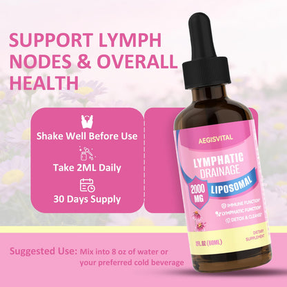 Liposomal Lymphatic Drainage Drops, Lymphatic Support with Echinacea, Dandelion, Turmeric, Burdock, Elderberry, and Calendula, Lymph System Support & Immune Health - dailyvitalstore