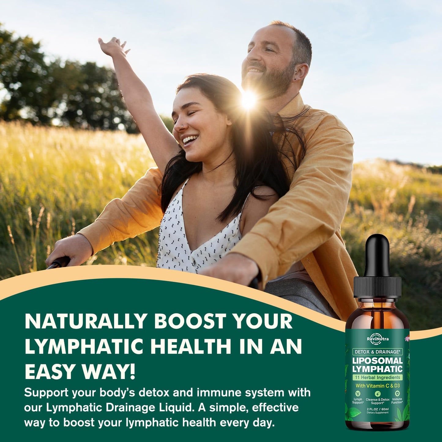 Liposomal Lymphatic Drainage Liquid Drops - Lymphatic Support Supplement with Dandelion Root, Cleavers, Echinacea, Calendula for Immune, Detox Cleanse, Lymph System Support, Lemon Flavor, 2 Fl Oz - dailyvitalstore