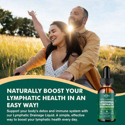 Liposomal Lymphatic Drainage Liquid Drops - Lymphatic Support Supplement with Dandelion Root, Cleavers, Echinacea, Calendula for Immune, Detox Cleanse, Lymph System Support, Lemon Flavor, 2 Fl Oz - dailyvitalstore