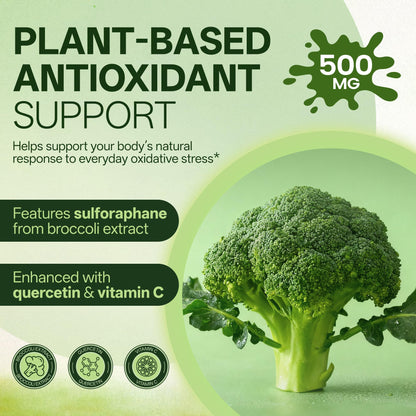 Liposomal Sulforaphane 500mg Supplement from Broccoli Extract with Quercetin, Black Pepper & Vitamin C – Antioxidant, Detox & Cellular Support, Cellular Health Formula for Men & Women, 60 Capsules - dailyvitalstore