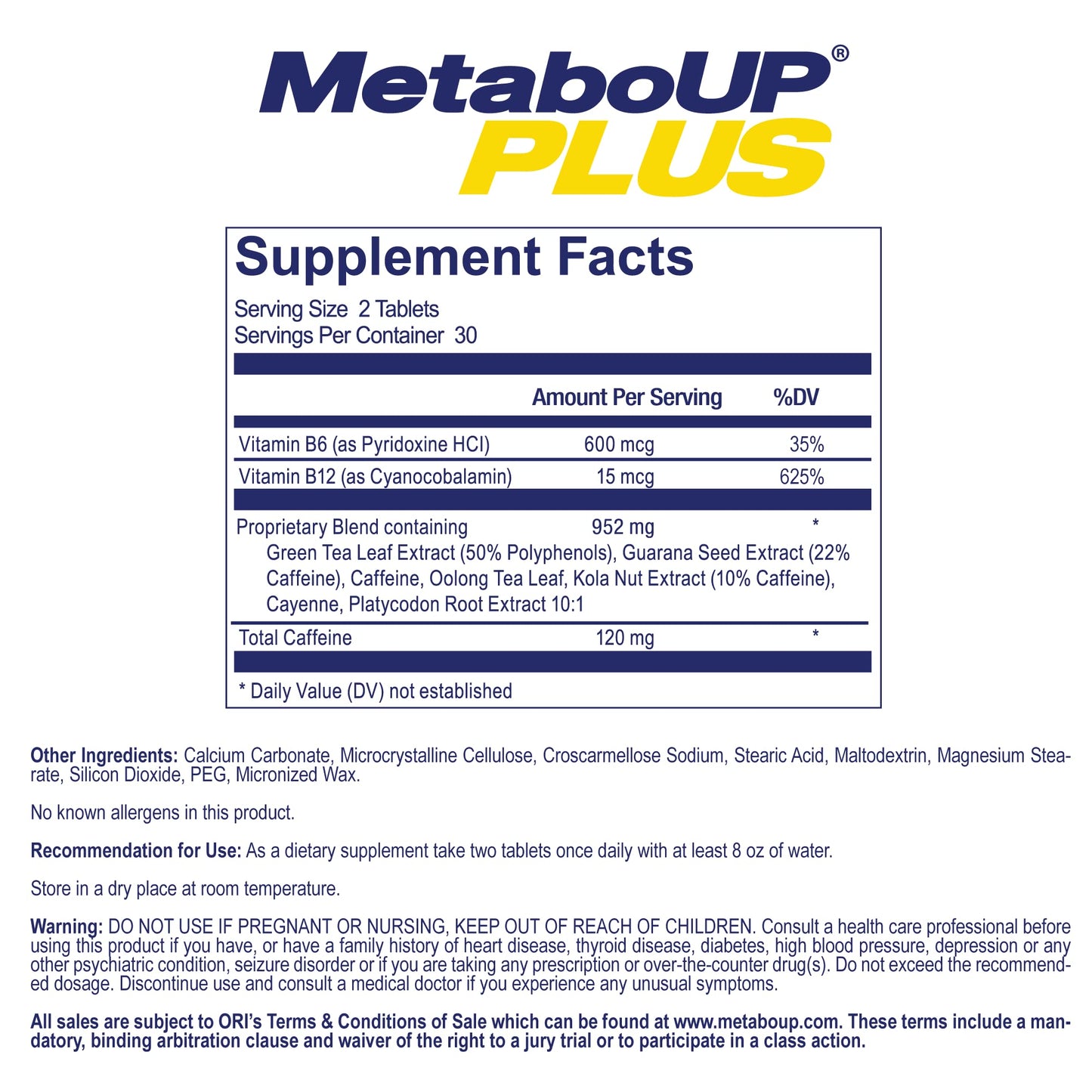 Lipozene MetaboUP Plus - 2 60 Ct Bottles - Thermogenic Weight Loss - Energy Booster Pills - dailyvitalstore