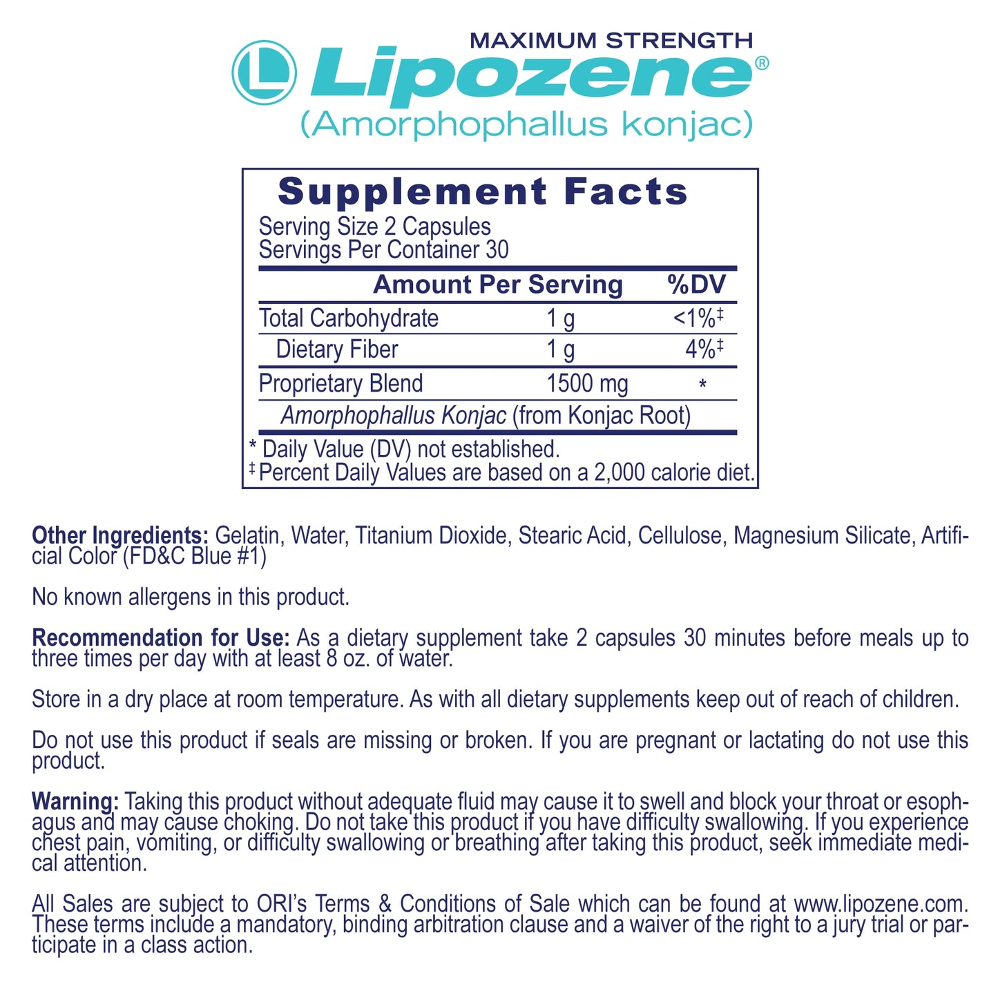 Lipozene Weight-Management Fiber Supplement, 60 Capsules | Non-Stimulant Glucomannan Formula for Healthy Lifestyle Support - dailyvitalstore