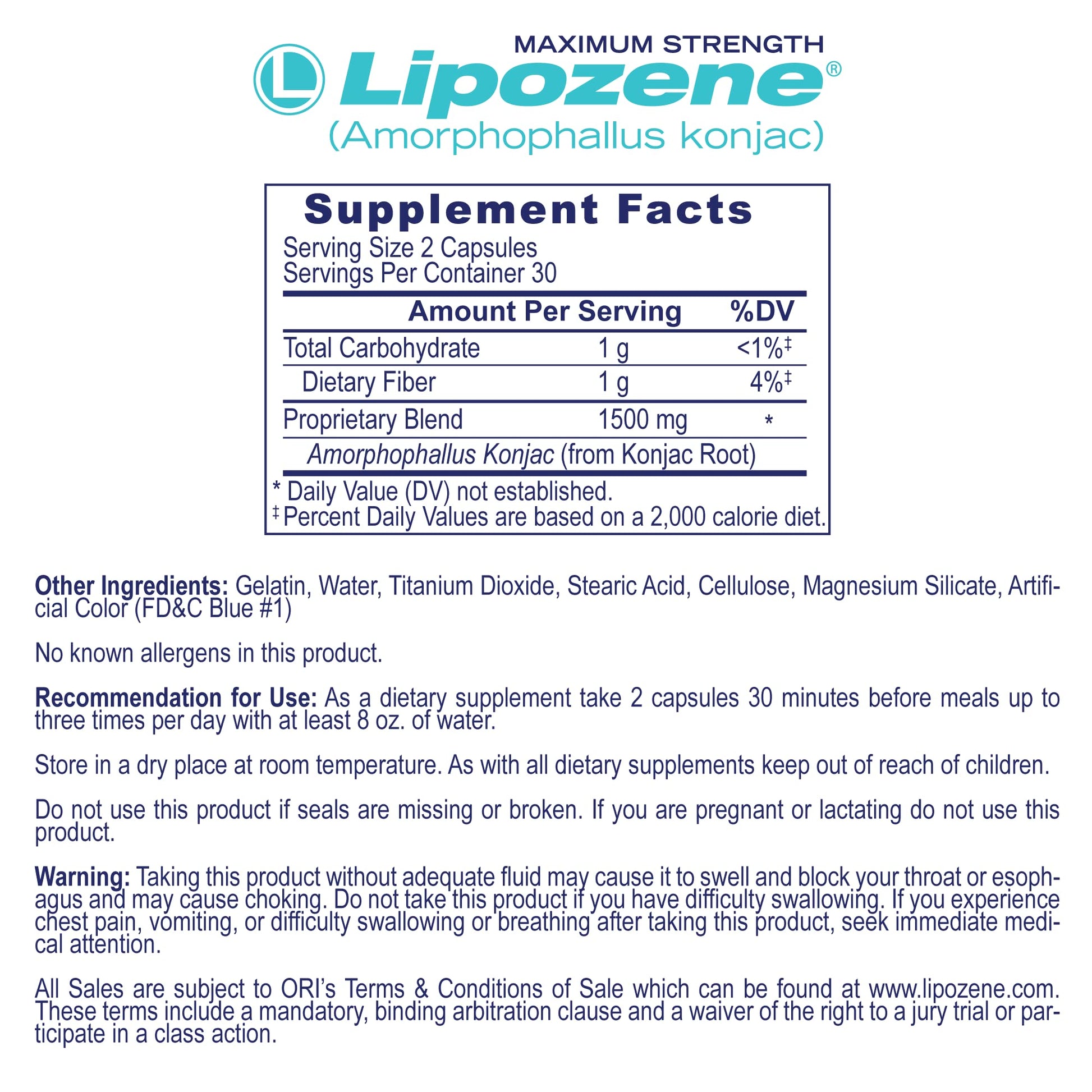 Lipozene Weight-Management Fiber Supplement, 60 Capsules | Non-Stimulant Glucomannan Formula for Healthy Lifestyle Support - dailyvitalstore