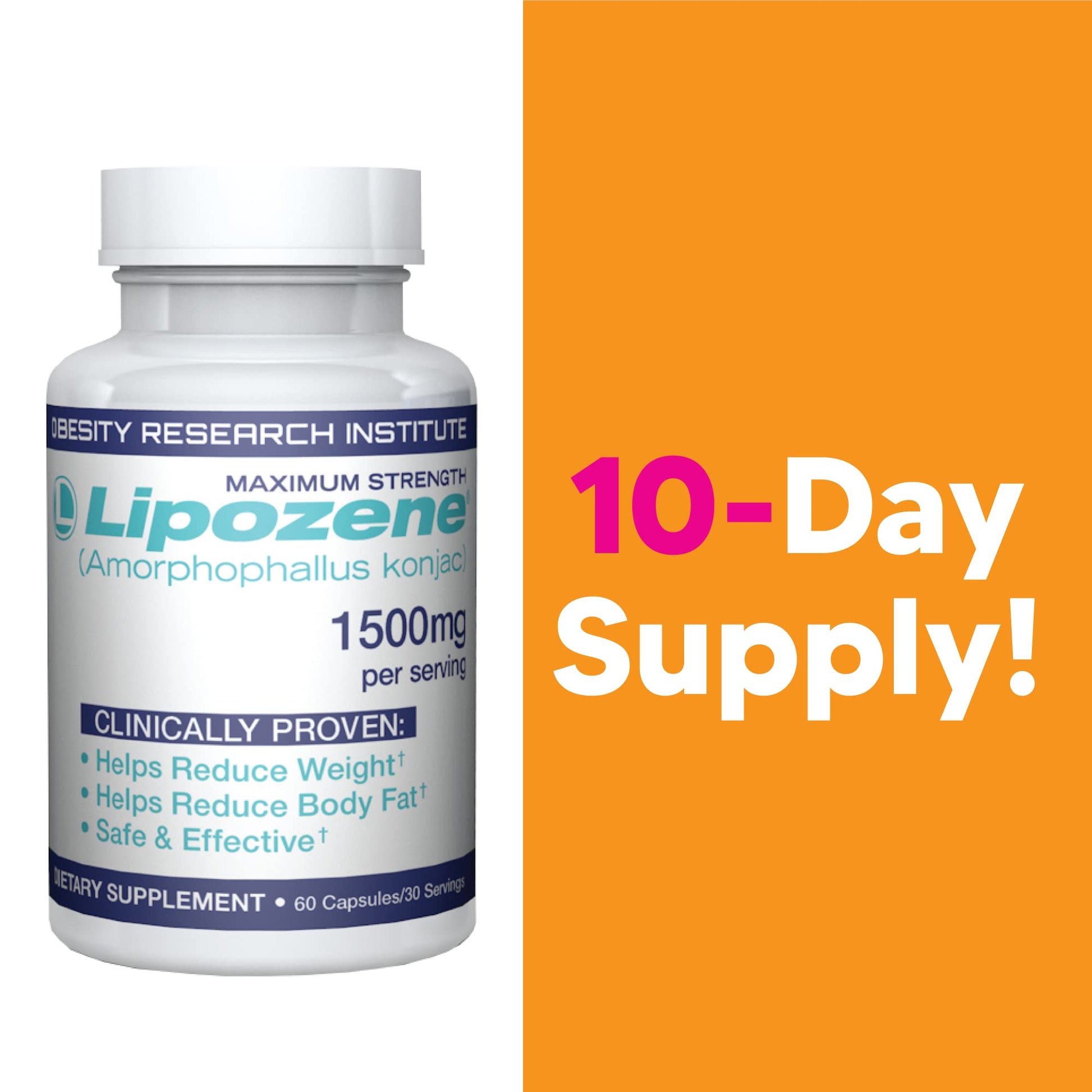 Lipozene Weight-Management Fiber Supplement, 60 Capsules | Non-Stimulant Glucomannan Formula for Healthy Lifestyle Support - dailyvitalstore