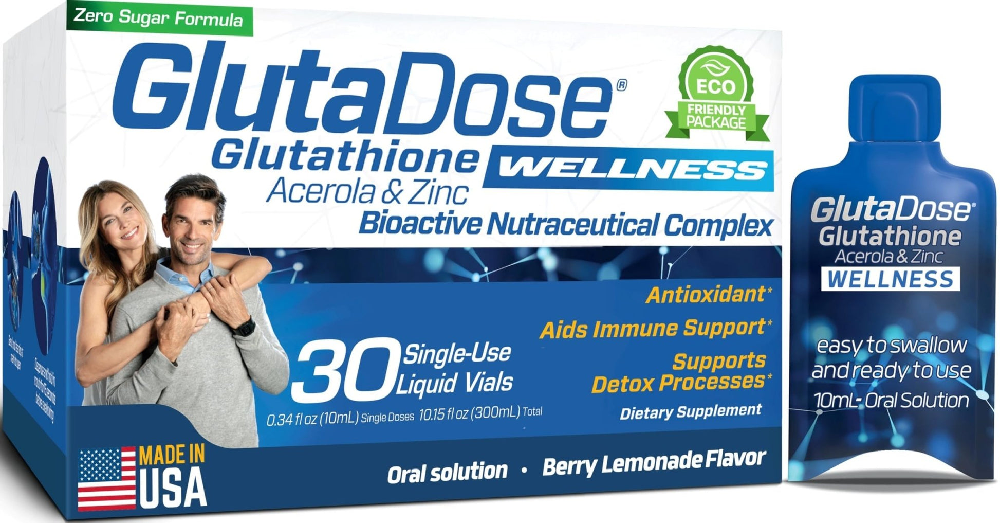 Liquid Glutathione Supplement, Lemon Berry Flavored Acerola Energy Booster w/Zinc, Daily Vitamins & Minerals, Zero Sugar Formulation, Everyday Auto-Immune Support for Adults, 0.34 fl oz, Pack of 30 - dailyvitalstore