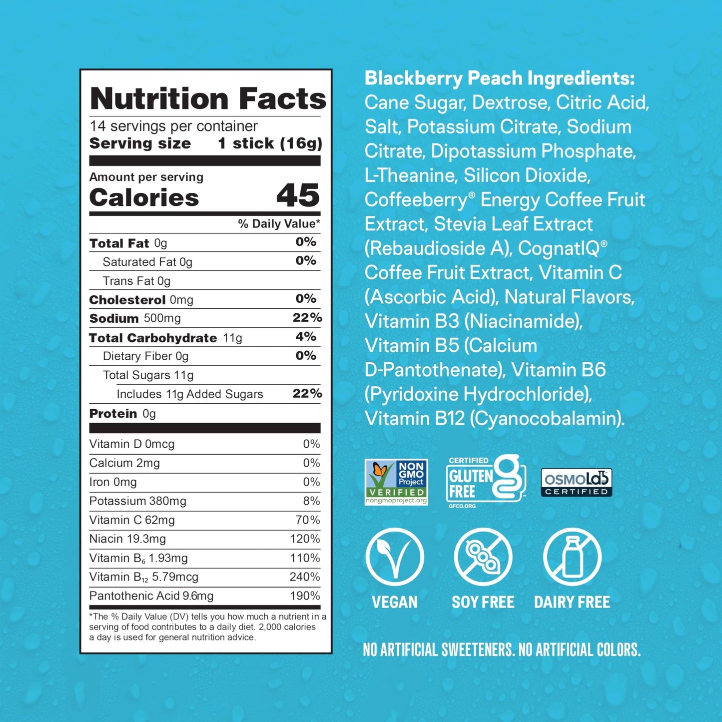 Liquid I.V.® Hydration Multiplier +Energy - BlackBerry - Peach | Electrolyte Powder Drink | 1 Pack (14 Servings) - dailyvitalstore