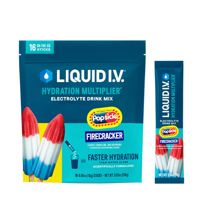 Liquid I.V.® Hydration Multiplier - Popsicle Firecracker | Electrolyte Powder Drink Mix | 1 Pack (16 Servings) - dailyvitalstore