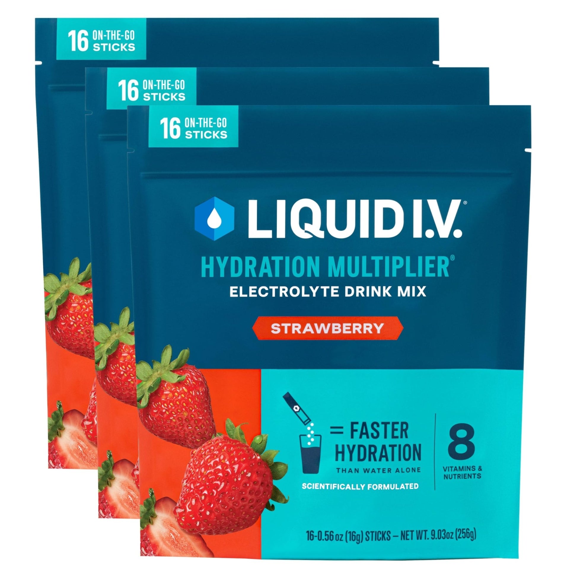 Liquid I.V.® Hydration Multiplier - Strawberry | Electrolyte Powder Drink Mix | 3 Pack (48 Servings) - dailyvitalstore