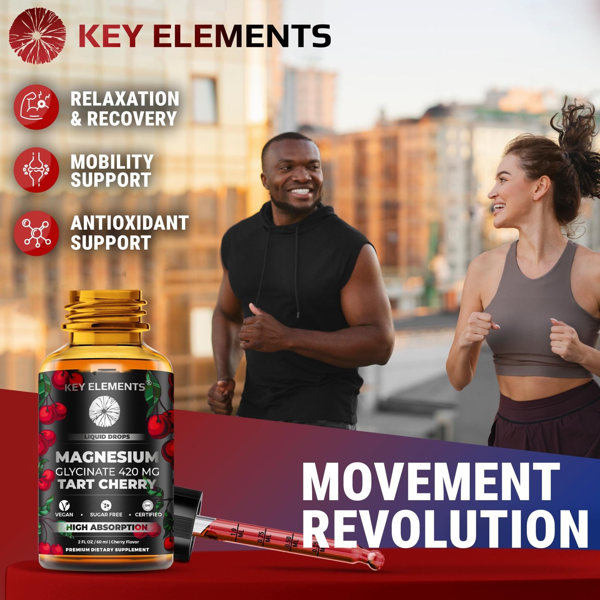 Liquid Magnesium Glycinate 420 Mg with Natural Tart Cherry Extract | Magnesium Glycinate Drops Supplement for Sleep, Mood & Mobility Support | Tart Cherry Extract - dailyvitalstore