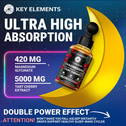 Liquid Magnesium Glycinate 420 Mg with Natural Tart Cherry Extract | Magnesium Glycinate Drops Supplement for Sleep, Mood & Mobility Support | Tart Cherry Extract - dailyvitalstore