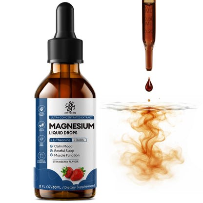 Liquid Magnesium Glycinate Drops for Nighttime Sleep & Calm Support, Triple Chelated Magnesium Complex with L-Theanine & GABA, Pre-Dissolved Liquid for Gentle Absorption, Strawberry Flavor, 2 Fl Oz - dailyvitalstore
