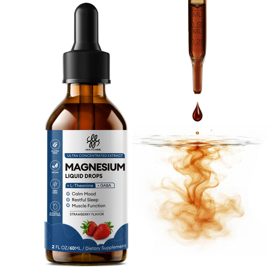 Liquid Magnesium Glycinate Drops for Nighttime Sleep & Calm Support, Triple Chelated Magnesium Complex with L-Theanine & GABA, Pre-Dissolved Liquid for Gentle Absorption, Strawberry Flavor, 2 Fl Oz - dailyvitalstore
