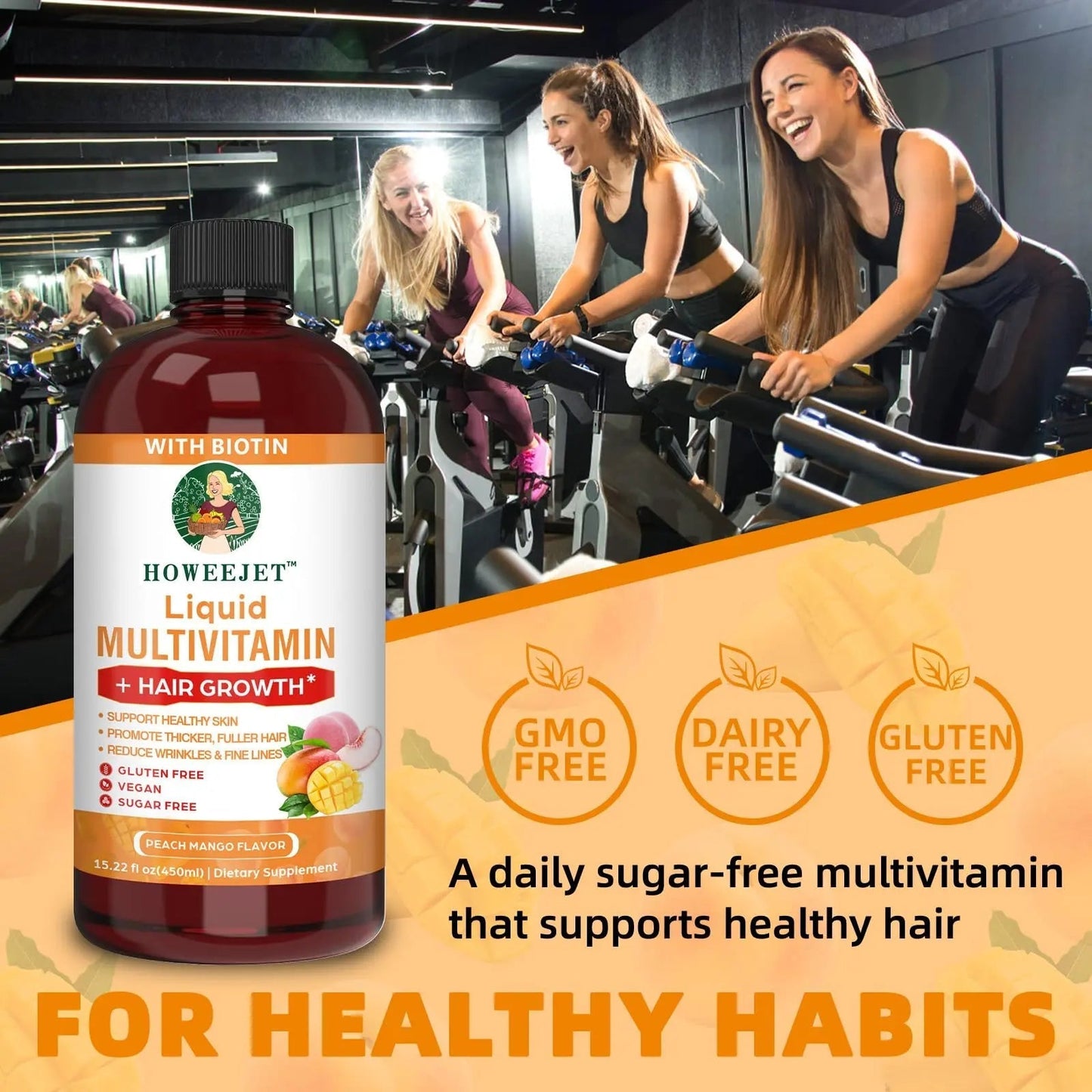 Liquid Multivitamin for Hair Growth | Biotin 10000mcg | Hair & Skin Support Supplement | Clinically Tested for Thicker Hair & Skin Elasticity - dailyvitalstore