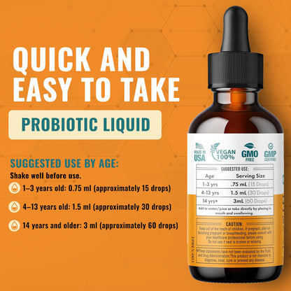 Liquid Probiotic for Women, Men, Kids, Toddler Probiotic: USDA Organic Probiotics, Vegan Probiotic Liquid & Alfalfa Blend + Acidophilus for Gut Health, - dailyvitalstore