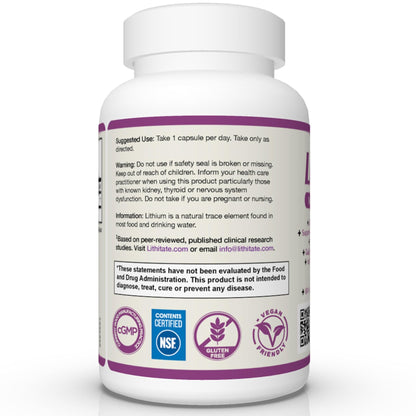 lithitate Lithium Aspartate 10mg | Supports Cognitive Function & Brain Health with Aging | NSF Certified | Promotes Mental Clarity, Healthy Mood & Longevity - dailyvitalstore