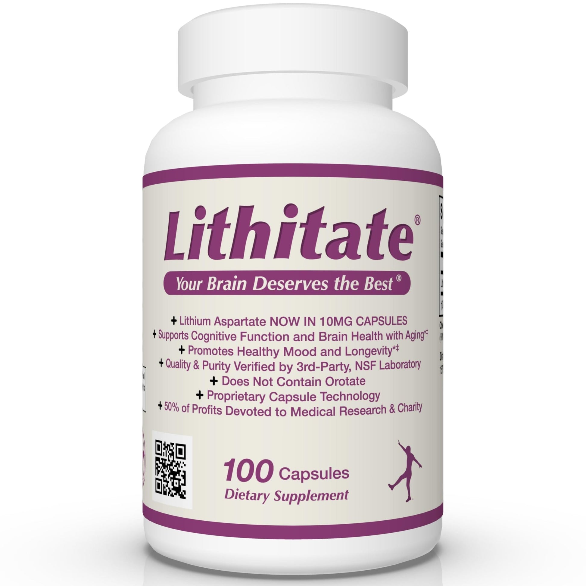 lithitate Lithium Aspartate 10mg | Supports Cognitive Function & Brain Health with Aging | NSF Certified | Promotes Mental Clarity, Healthy Mood & Longevity - dailyvitalstore