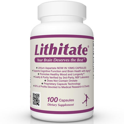 lithitate Lithium Aspartate 10mg | Supports Cognitive Function & Brain Health with Aging | NSF Certified | Promotes Mental Clarity, Healthy Mood & Longevity - dailyvitalstore