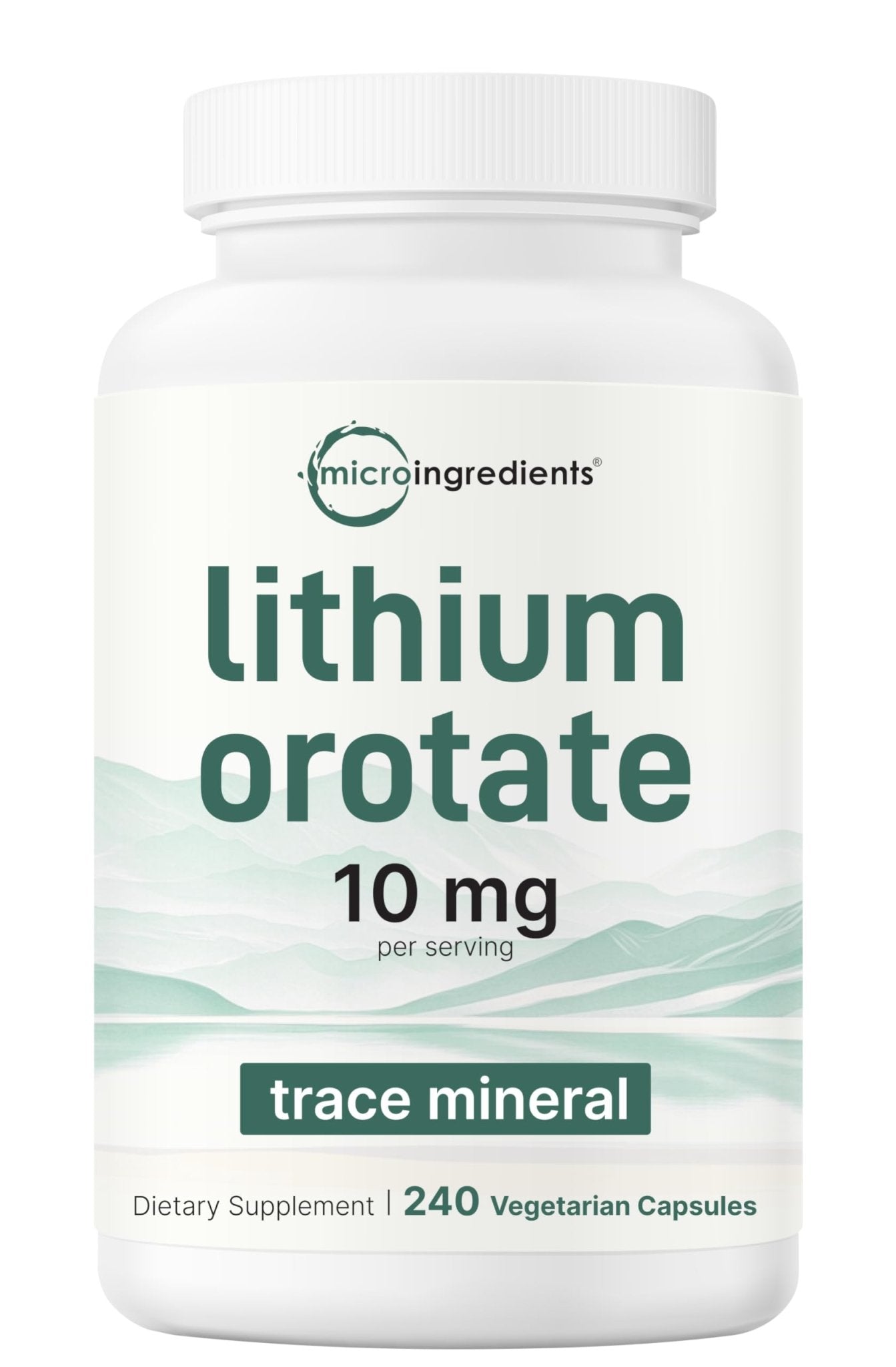 Lithium Orotate 10mg, 240 Veggie Capsules | 5mg Per Capsules | High Bioavailability Trace Mineral | Healthy Aging, Brain Supplement - dailyvitalstore