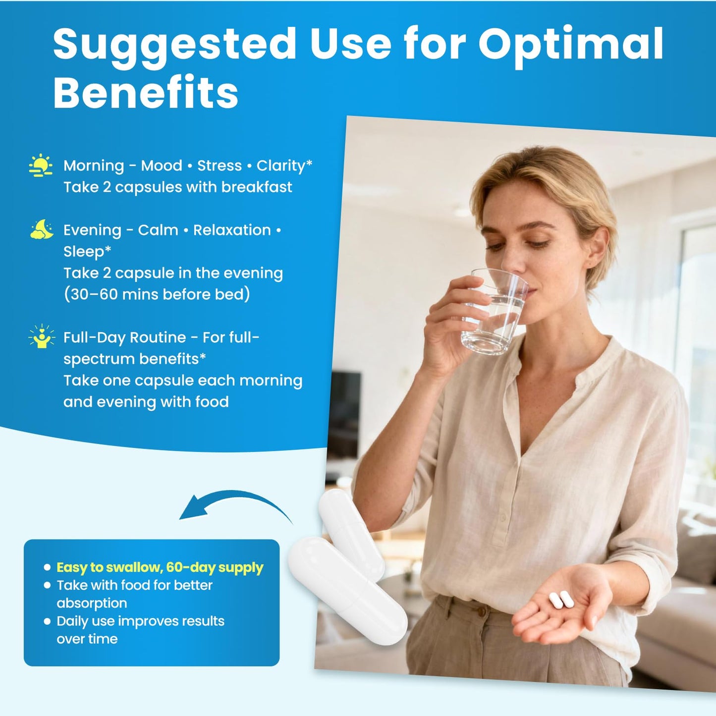 Lithium Orotate 5/10mg, L-Theanine 200mg, Ashwagandha 300mg - Mood Focus Memory Brain Supplements with Bacopa Monnieri, Lion’s Mane, Magnesium, Zinc D3 B6 Folate B12 - dailyvitalstore