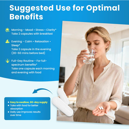 Lithium Orotate 5/10mg, L-Theanine 200mg, Ashwagandha 300mg - Mood Focus Memory Brain Supplements with Bacopa Monnieri, Lion’s Mane, Magnesium, Zinc D3 B6 Folate B12 - dailyvitalstore