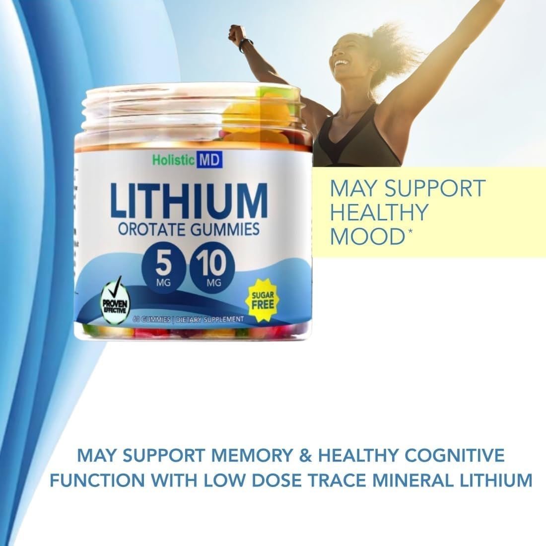Lithium Orotate 5mg 10mg | for Men Women Kids | Lithium Orotate clinically Studied Chelated High Biovalable | 3 Flavors Sugar - dailyvitalstore