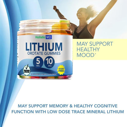 Lithium Orotate 5mg 10mg | for Men Women Kids | Lithium Orotate clinically Studied Chelated High Biovalable | 3 Flavors Sugar - dailyvitalstore