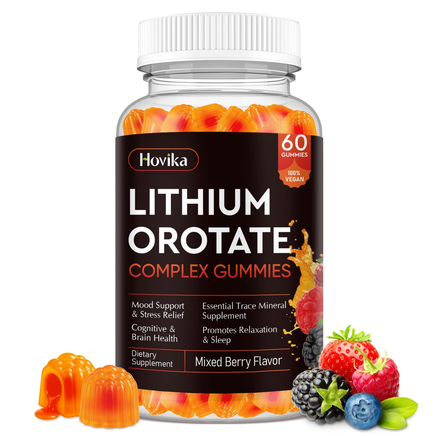 Lithium Orotate 5mg 10mg Gummies Lithium Supplements with Vitamin B, Magnesium & Selenium for Mood Support, Stress Relief, Brain Health, Non-GMO, Vegan, Gluten Free - dailyvitalstore
