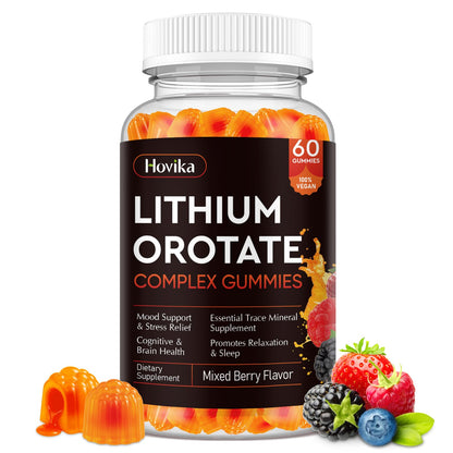 Lithium Orotate 5mg 10mg Gummies Lithium Supplements with Vitamin B, Magnesium & Selenium for Mood Support, Stress Relief, Brain Health, Non-GMO, Vegan, Gluten Free - dailyvitalstore