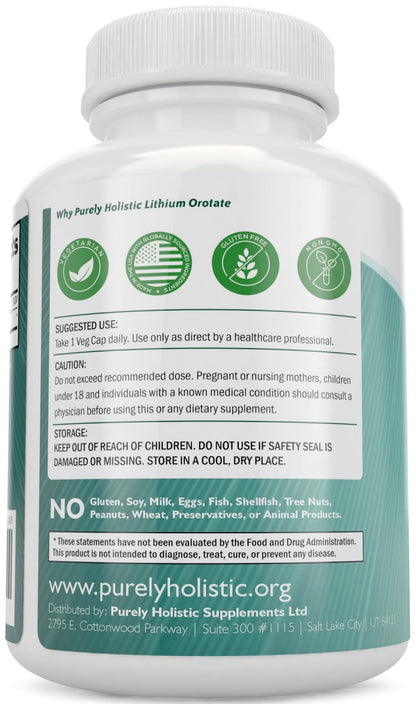 Lithium Orotate 5mg, 180 Vegetarian Lithium Capsules, Supplement Lithium Orotate 5mg, 180 Vegetarian Lithium Capsules, Helps Maintain Healthy Mood - dailyvitalstore