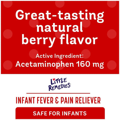 Little Remedies Infant Fever & Pain Reliever with Acetaminophen, Baby Medicine with No Artificial Sweeteners, Flavors or Dyes, Natural Berry Flavor, 2 Fl Oz, Pack of 2 - dailyvitalstore