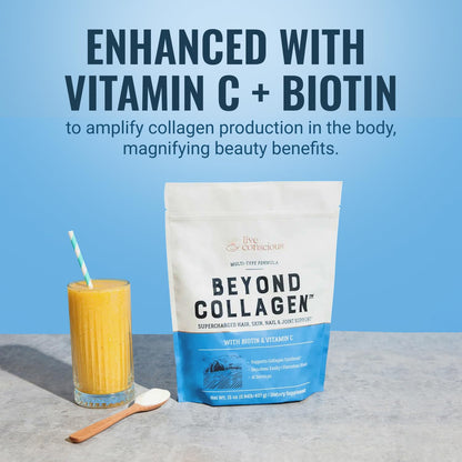 Live Conscious Beyond Collagen Multi Collagen Powder for Women w/Types I, II, III, V & X - Keto Friendly, Hydrolyzed Collagen Peptides Powder Blend w/Biotin & Vitamin C 41 Servings - dailyvitalstore